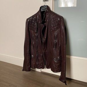 All Saints Biker Jacket - Oxblood - Medium